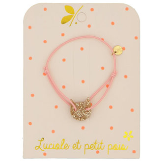 LUCIOLE ET PETIT POIS BRACELET CORDON ÉLASTIQUE - CHAT ROSE