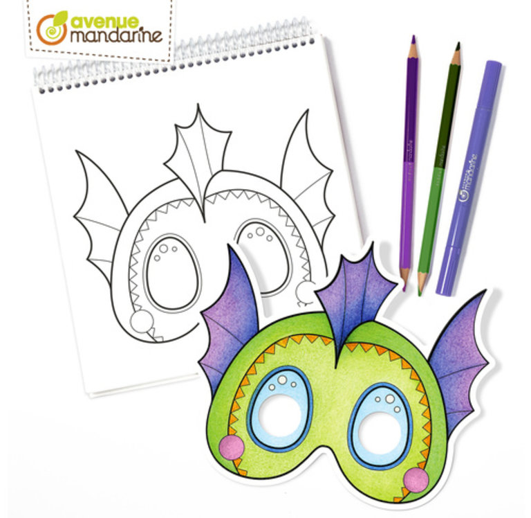 AVENUE MANDARINE CARNET DE MASQUES À COLORIER - ANIMAUX FANTASTIQUES