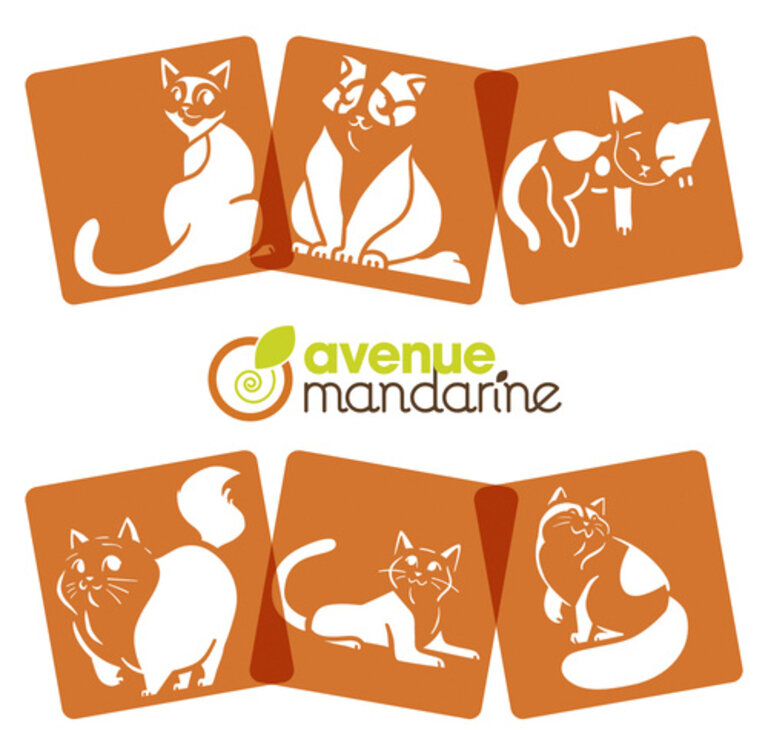 AVENUE MANDARINE ENSEMBLE DE 6 POCHOIRS - CHATS