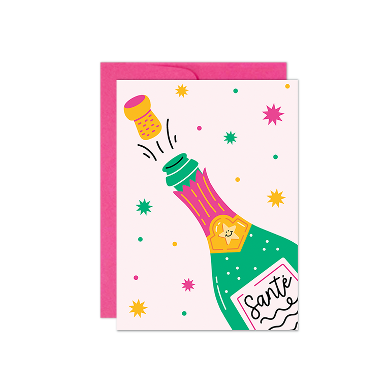 CLUB PASTEL CARTE DE SOUHAITS - CHAMPAGNE ET CONFETTIS