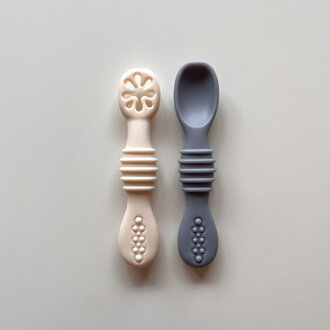 MICASSO & CO CUILLÈRES D'APPRENTISSAGE POUR BÉBÉ - BLEU/CRÈME