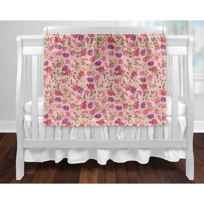 Couverture minky Fleurs feuillage 27 x 40