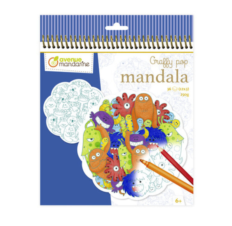 AVENUE MANDARINE CARNET DE COLORIAGE GRAFFY MANDALA - PÊLE MÊLE MONSTRES