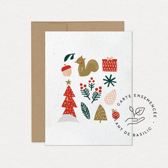 MIMOSA DESIGN CARTE DE SOUHAITS  À PLANTER -  ÉCUREUIL FESTIF