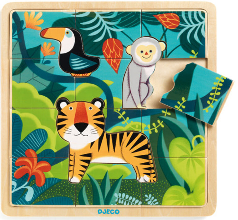 DJECO PUZZLE EN BOIS 15 PCS - PUZZLO JUNGLE