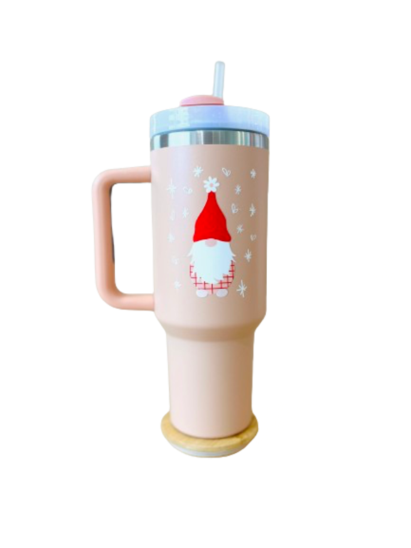 MÖMY GOBELET THERMOS 40 OZ - VIEUX-ROSE GNOME DE NOËL