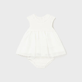 MAYORAL ROBE BI-MATIÈRE AVEC CULOTTE - ÉCRU