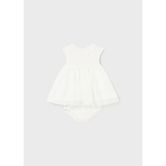 ROBE BI-MATIÈRE AVEC CULOTTE - ÉCRU