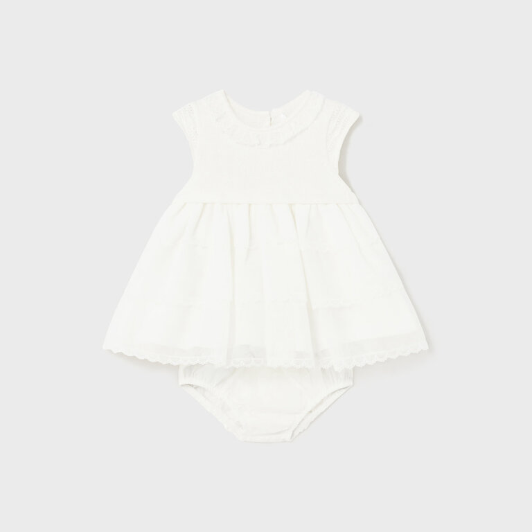 MAYORAL ROBE BI-MATIÈRE AVEC CULOTTE - ÉCRU