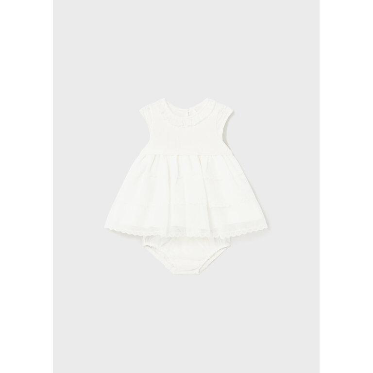 MAYORAL ROBE BI-MATIÈRE AVEC CULOTTE - ÉCRU