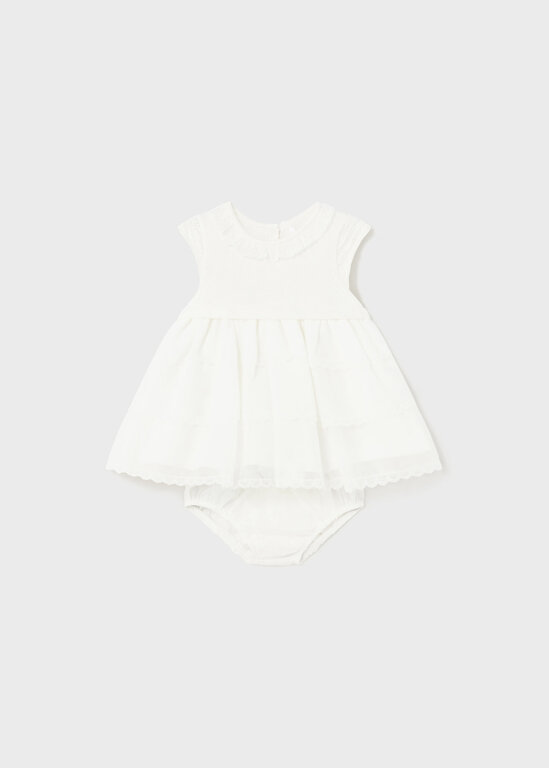 ROBE BI-MATIÈRE AVEC CULOTTE - ÉCRU