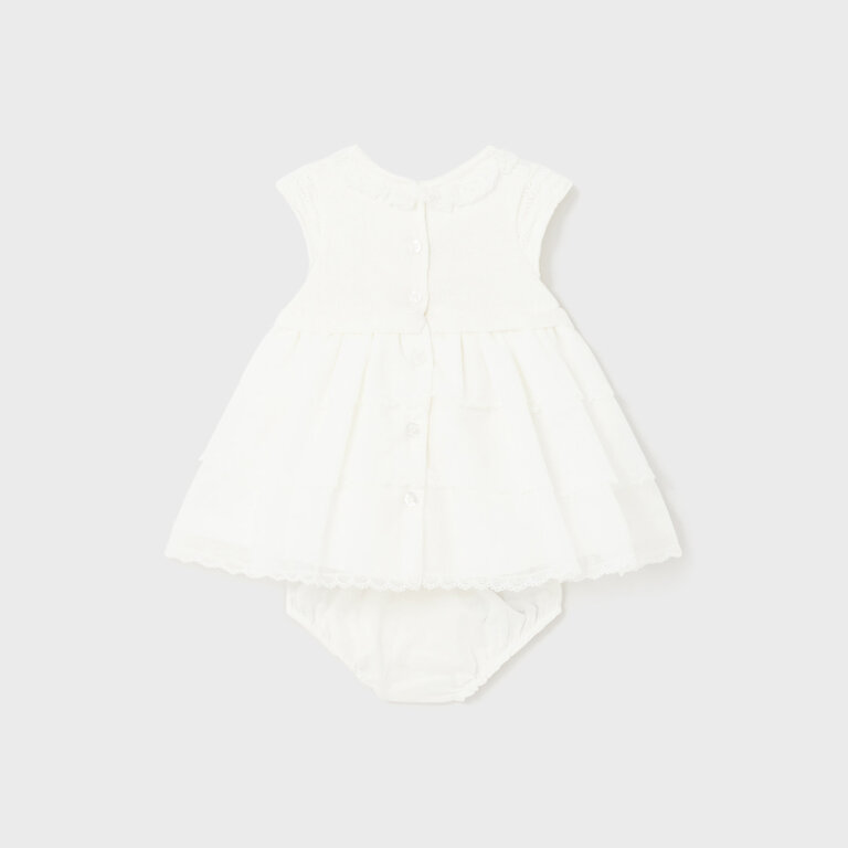 MAYORAL ROBE BI-MATIÈRE AVEC CULOTTE - ÉCRU