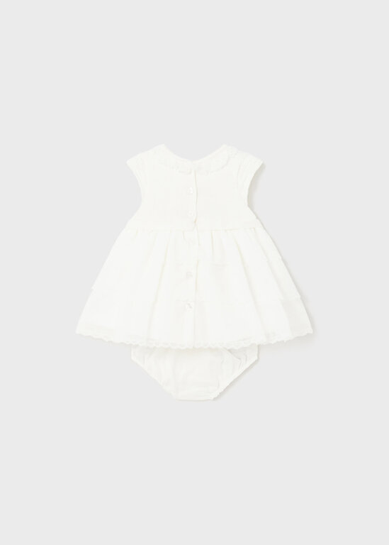 ROBE BI-MATIÈRE AVEC CULOTTE - ÉCRU