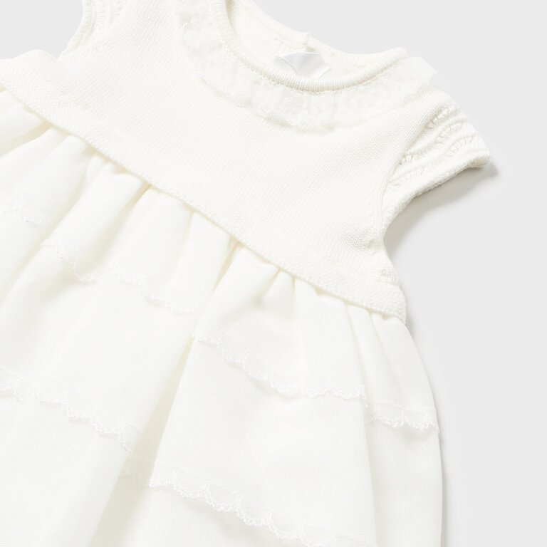 MAYORAL ROBE BI-MATIÈRE AVEC CULOTTE - ÉCRU