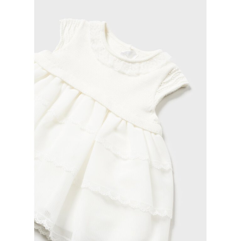 MAYORAL ROBE BI-MATIÈRE AVEC CULOTTE - ÉCRU