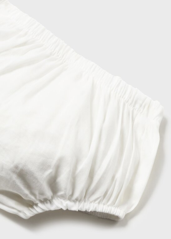 ROBE BI-MATIÈRE AVEC CULOTTE - ÉCRU