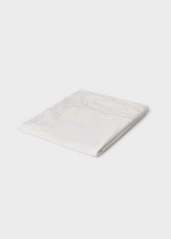 COUVERTURE EN TRICOT AVEC BRODERIES - ÉCRU