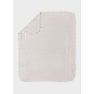 COUVERTURE EN TRICOT AVEC BRODERIES - ÉCRU