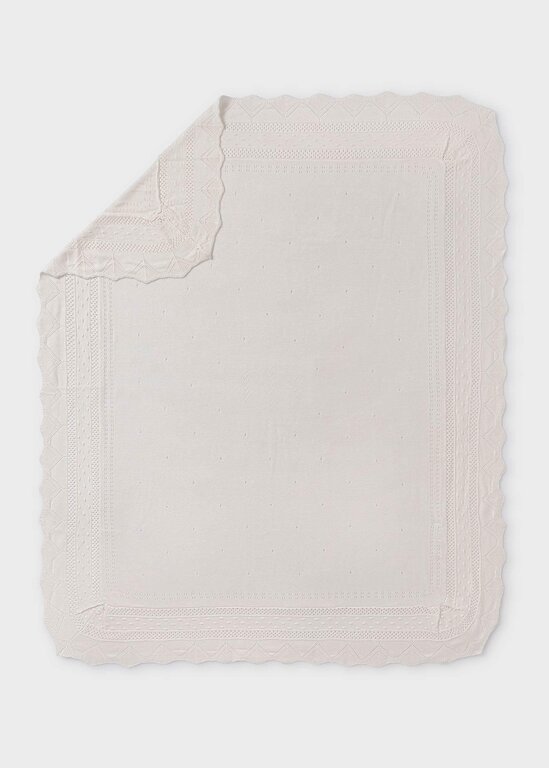 COUVERTURE EN TRICOT AVEC BRODERIES - ÉCRU