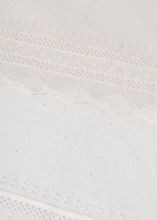 COUVERTURE EN TRICOT AVEC BRODERIES - ÉCRU
