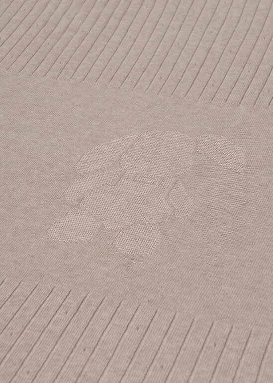 COUVERTURE EN TRICOT AVEC BRODERIES DE LAPIN - SABLE