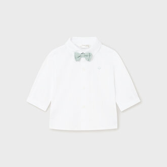 MAYORAL CHEMISE HABILLÉE AVEC NOEUD PAPILLON SAUGE - BLANC