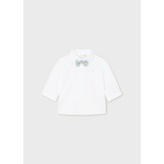 CHEMISE HABILLÉE AVEC NOEUD PAPILLON SAUGE - BLANC