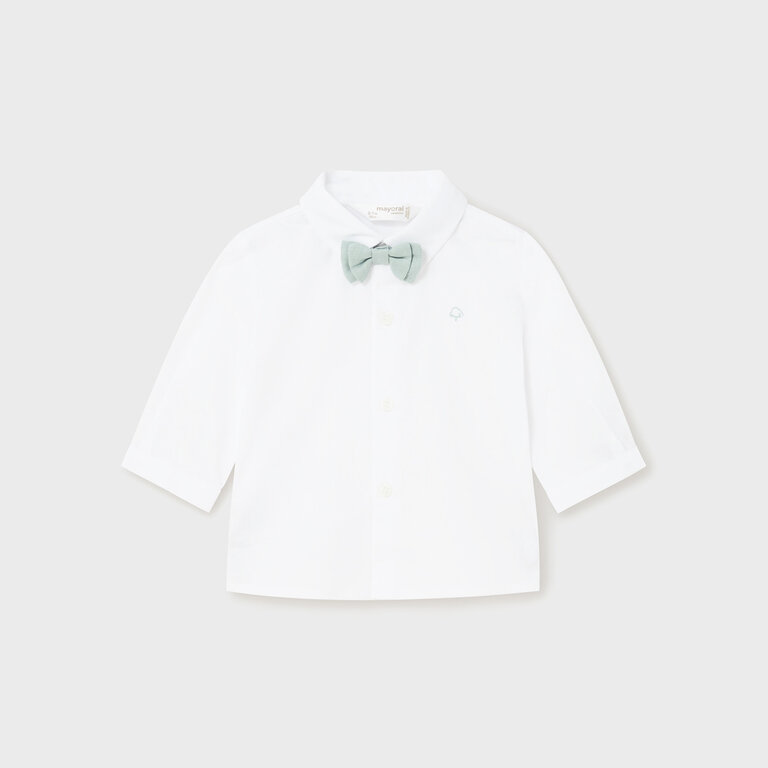 MAYORAL CHEMISE HABILLÉE AVEC NOEUD PAPILLON SAUGE - BLANC