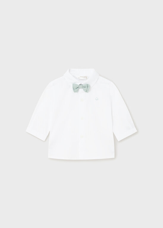 CHEMISE HABILLÉE AVEC NOEUD PAPILLON SAUGE - BLANC