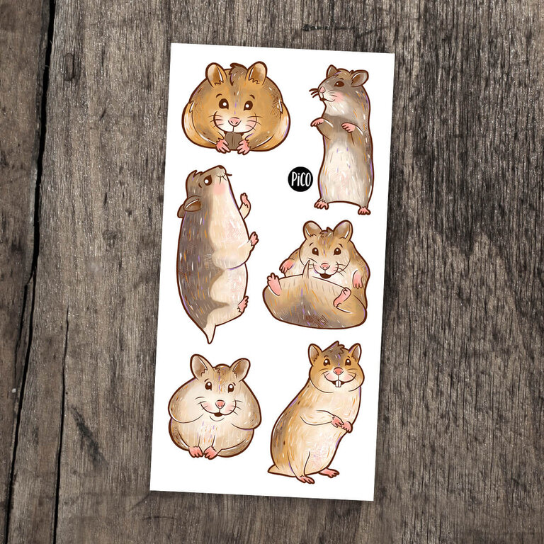 PICO TATOO TEMPORARY TATTOOS - POOKY THE HAMSTER AND FRIENDS