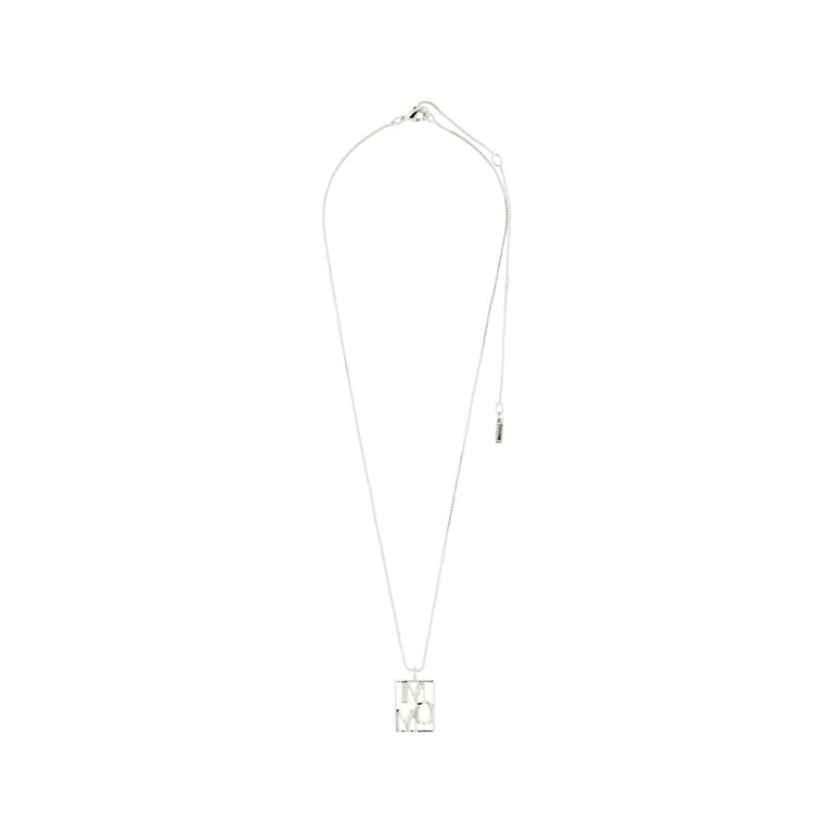 PILGRIM COLLIER PLAQUÉ ARGENT - LOVE TAG MOM