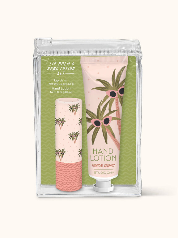 STUDIO OH! DUO BAUME À LÈVRES ET LOTION POUR LES MAINS - PALMIERS