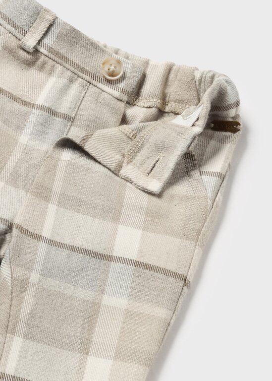PANTALON DE FLANELLE À CARREAUX - NOISETTE