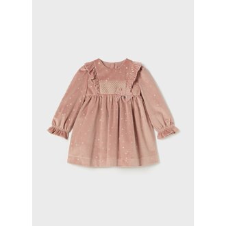 MAYORAL ROBE EN VELOURS À MOTIFS DORÉS - ROSE