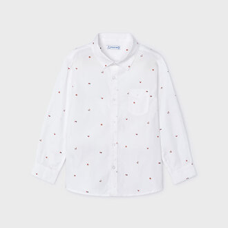 MAYORAL CHEMISE MANCHES LONGUES GÉO - BLANC