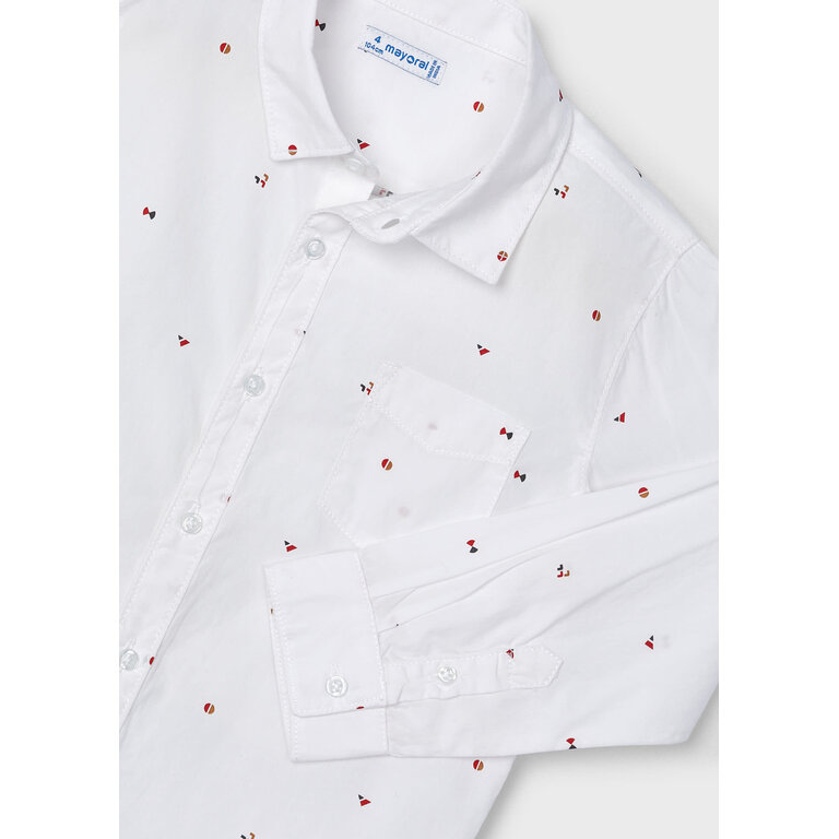 MAYORAL CHEMISE MANCHES LONGUES GÉO - BLANC