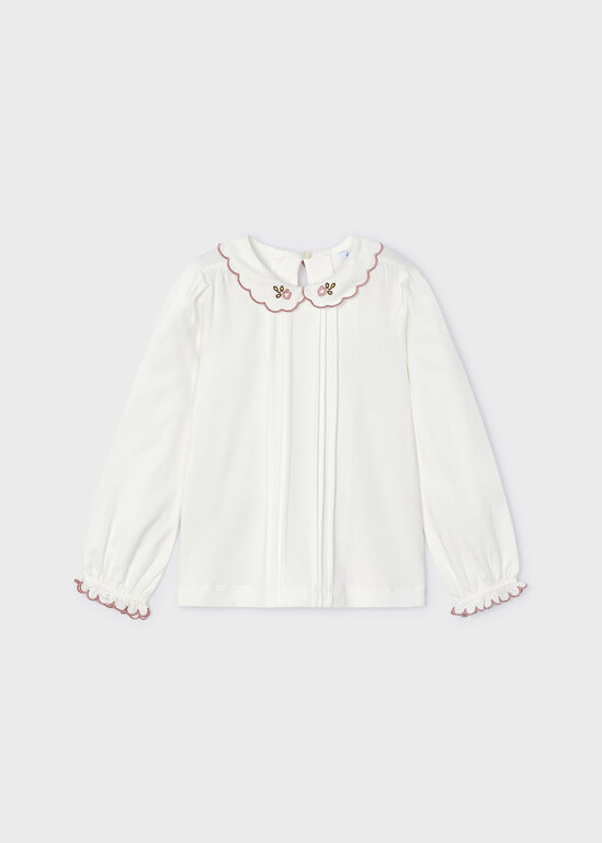 CHANDAIL AVEC COL BRODÉ - ROSÉ