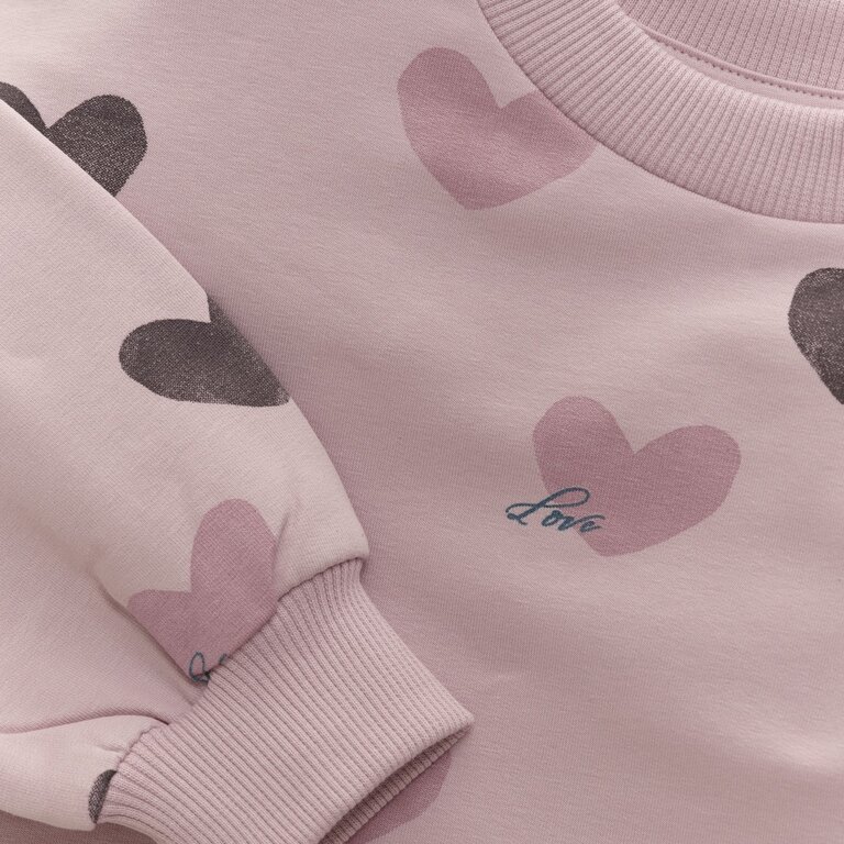 MINYMO CREWNECK À MOTIFS COEURS - DAWN PINK