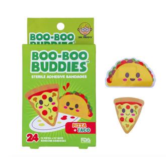 BOO-BOO BUDDIES BOÎTE DE 24 PANSEMENTS LUDIQUES - PIZZA ET TACOS