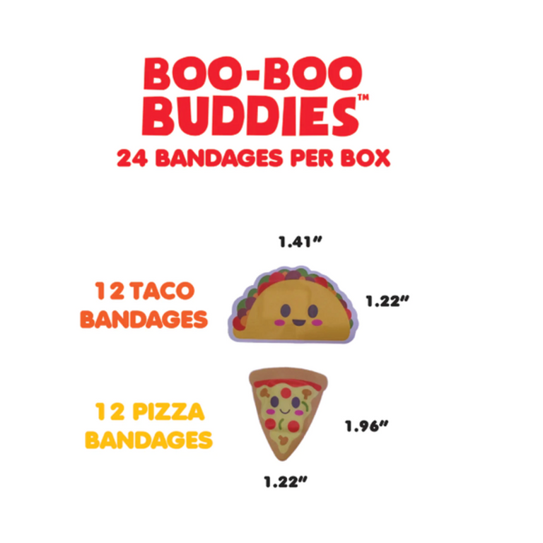 BOO-BOO BUDDIES BOÎTE DE 24 PANSEMENTS LUDIQUES - PIZZA ET TACOS