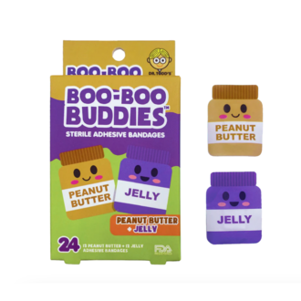 BOO-BOO BUDDIES BOÎTE DE 24 PANSEMENTS LUDIQUES - PEANUT ET CONFITURE