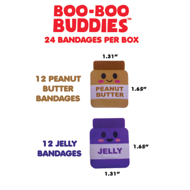 BOO-BOO BUDDIES BOÎTE DE 24 PANSEMENTS LUDIQUES - PEANUT ET CONFITURE