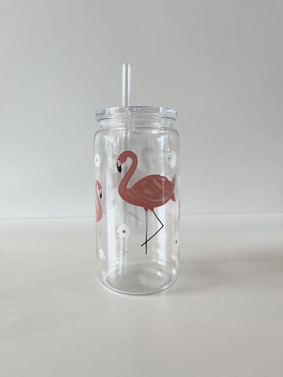 MÖMY VERRE 16 OZ PLASTIQUE - FLAMANTS ROSES