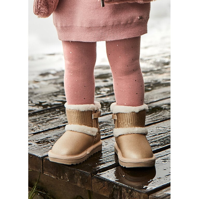 MAYORAL GOLD POLKA DOT TIGHTS - PINK
