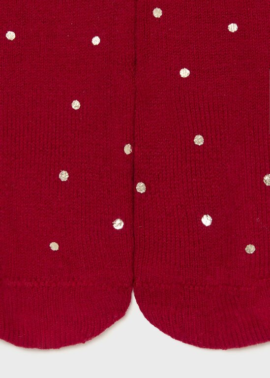COLLANTS À POIS DORÉ - ROUGE