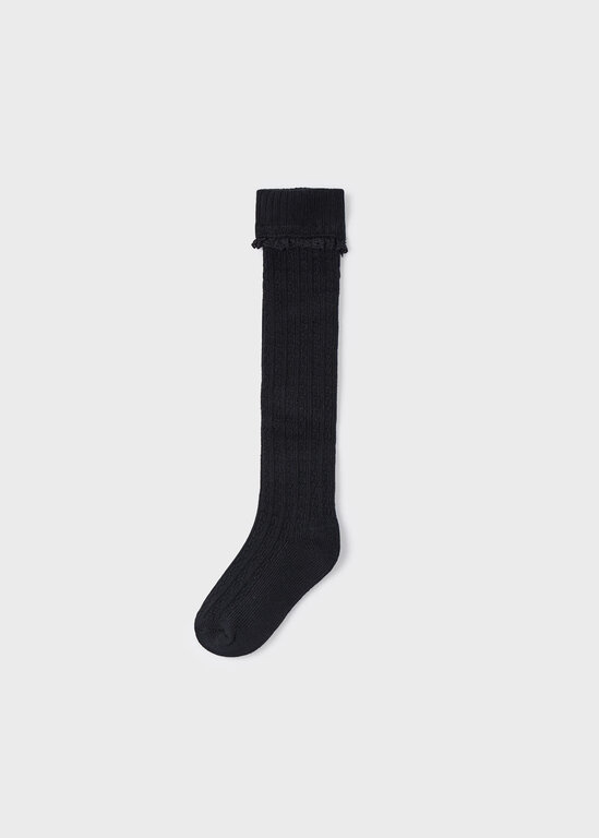BAS GENOU À MOTIFS DE TRICOT - NOIR