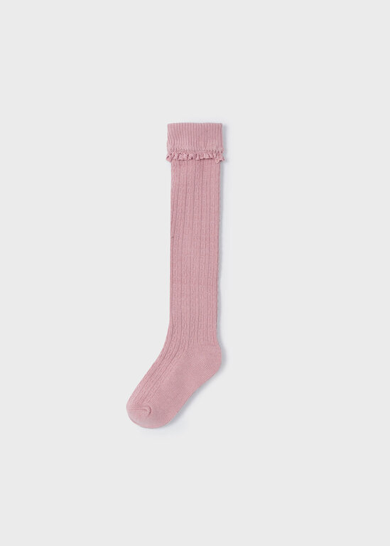 BAS GENOU À MOTIFS DE TRICOT - ROSE
