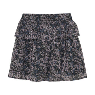 CREAMIE JUPE DOBBY FLEURI - BLUE BLACK