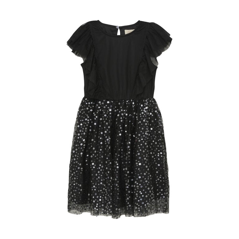 CREAMIE ROBE EN MESH ET PAILLETTES - NOIR