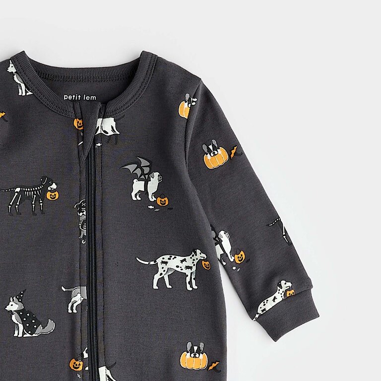 PETIT LEM PYJAMA À PATTES IMPRIMÉ D'ANIMAUX EFFRAYANTS - DARK GREY